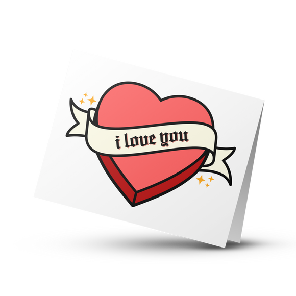 GREETING CARD - I LOVE YOU IN RED